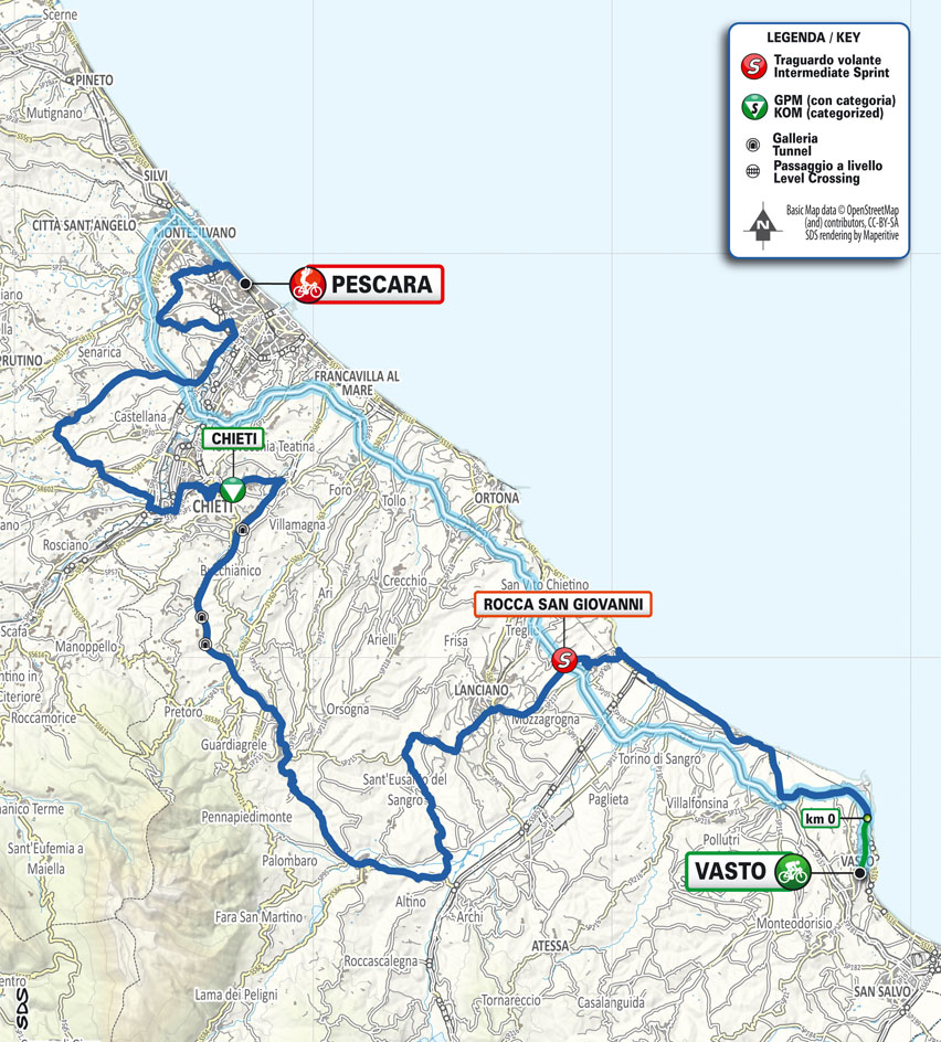 Planimetria/Map Tappa 1 Il Giro d'Abruzzo 2024