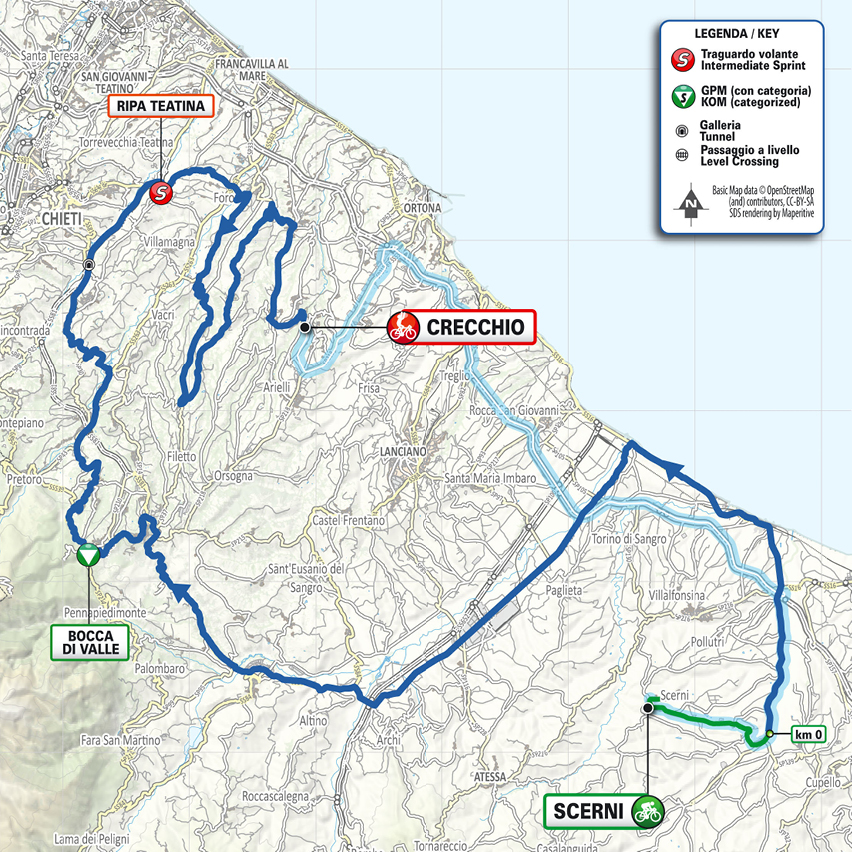 Planimetria/Map Tappa 1 Il Giro d'Abruzzo 2025